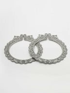 NVR Women's Set of 2 Silver-Toned German Silve Oxidised Elephant Design Handcrafted Bangles