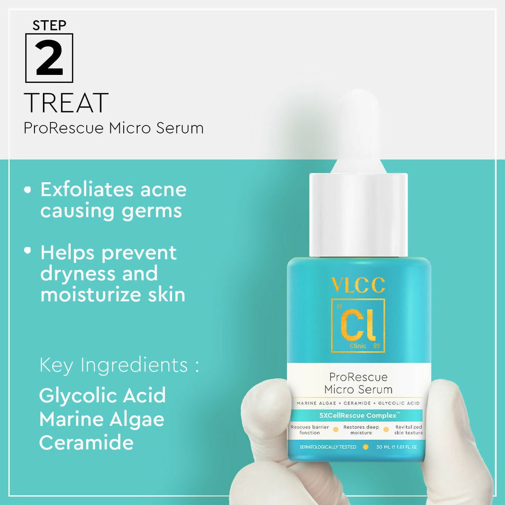 VLCC Clinic Acne Control Regime CSMS (Cleanser, Serum, Moisturizer, Sunscreen) For Acne Care Combo | Grocsy