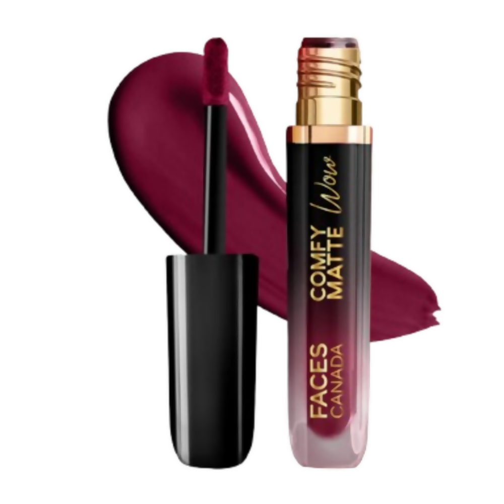 Faces Canada Comfy Matte Wow Liquid Lipstick - Plum Passion 04 | Grocsy