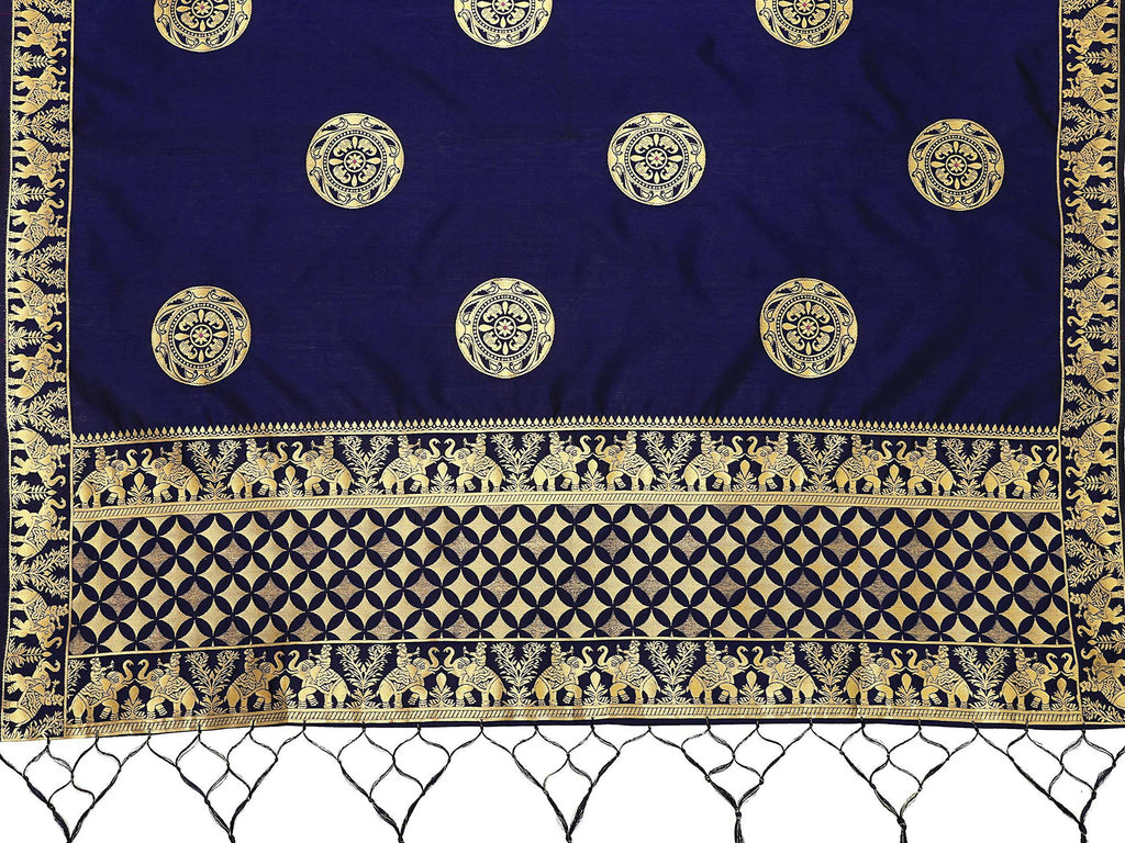 Mimosa Women's Banarasi Art Silk Navy Dupatta | Grocsy