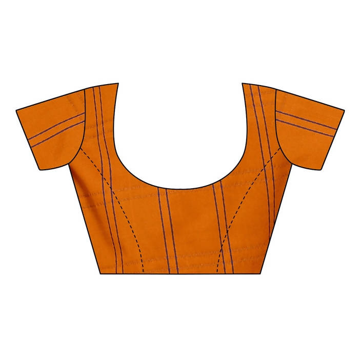 Vamika Orange Cotton Silk Weaving Saree (Rimi Checks Orange) | Grocsy