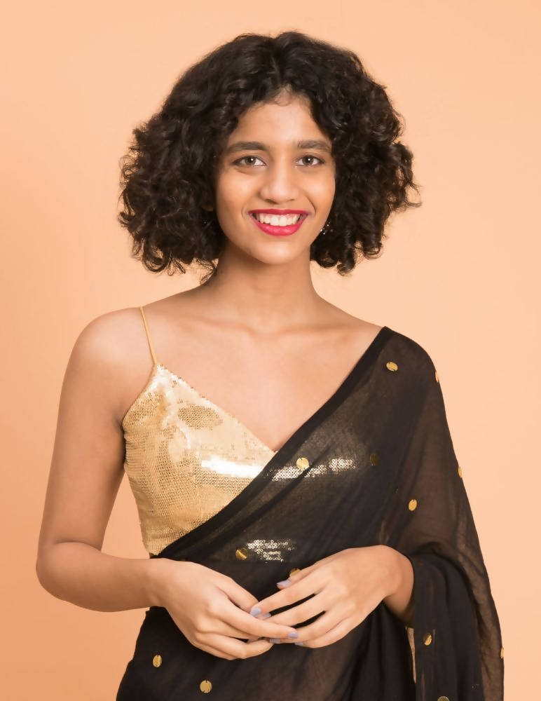 Suta Black Embellished Sequinned Pure Cotton Saree | Grocsy