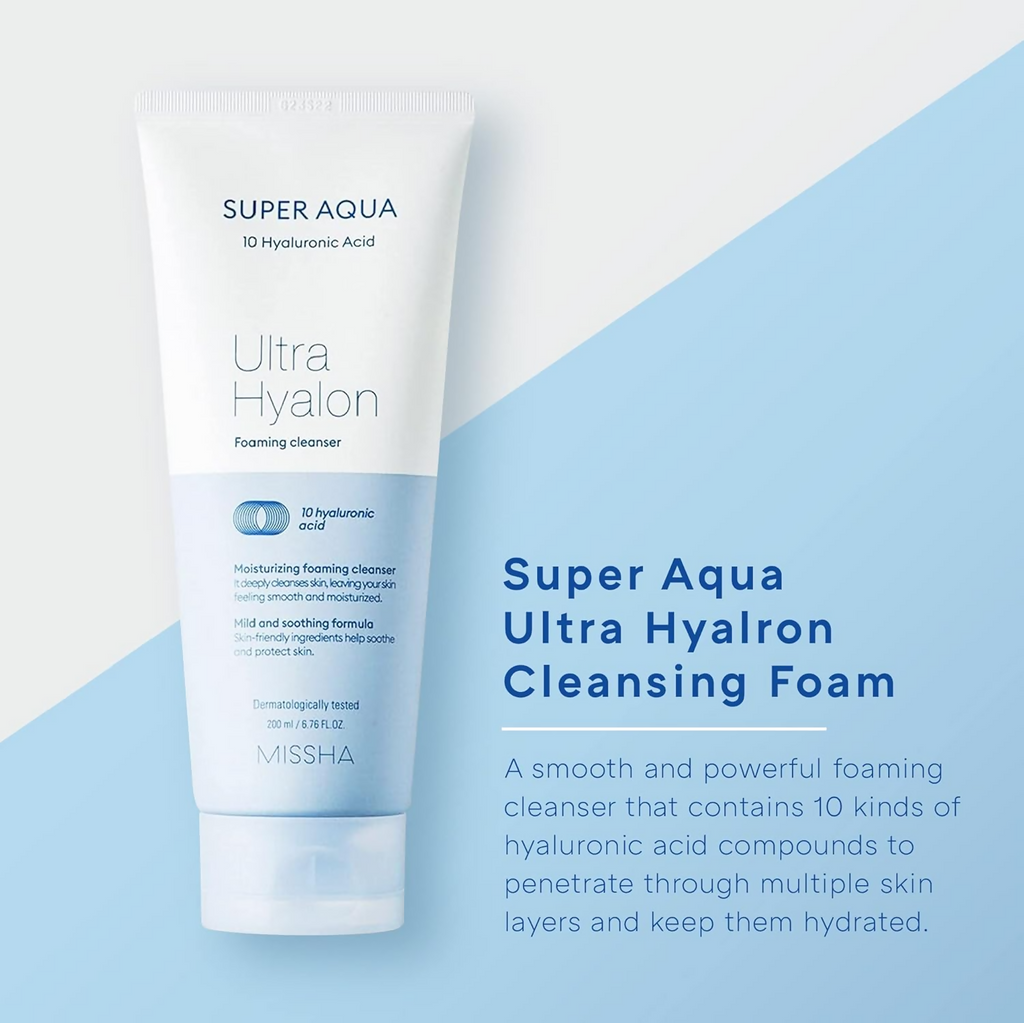 Missha Super Aqua Ultra Hyalron Foaming Cleanser | Grocsy