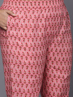 Sztori Plus Size Floral Printed Gotta Patti Cotton Straight Kurta & Trousers With Dupatta | Grocsy