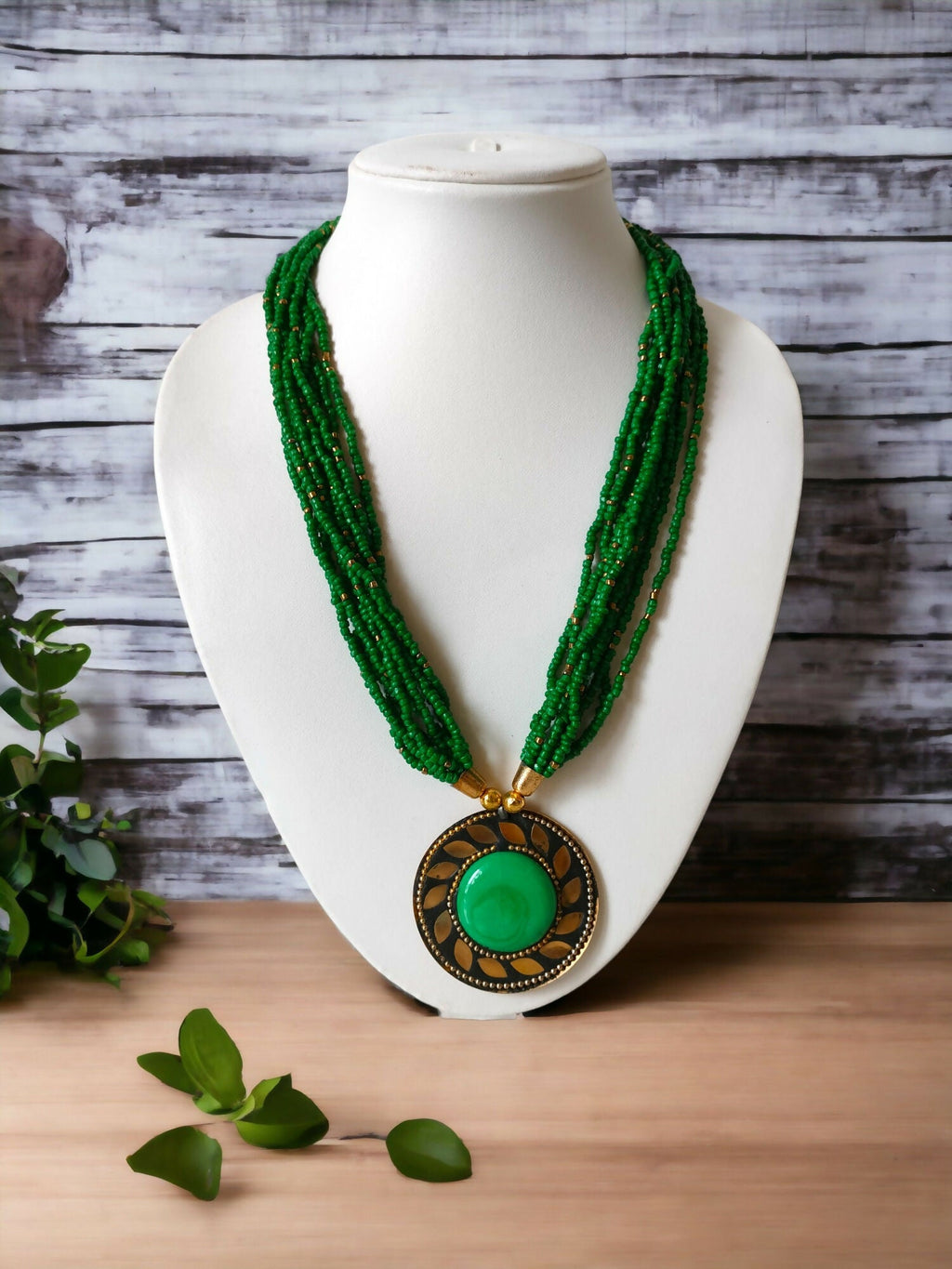 Inhanns Everyday Statement Beaded Pendant Necklace - Green | Grocsy