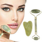 Favon Pack of Facial Roller & Gua Sha for Face, Neck Toning, Firming and Serum Application | Grocsy