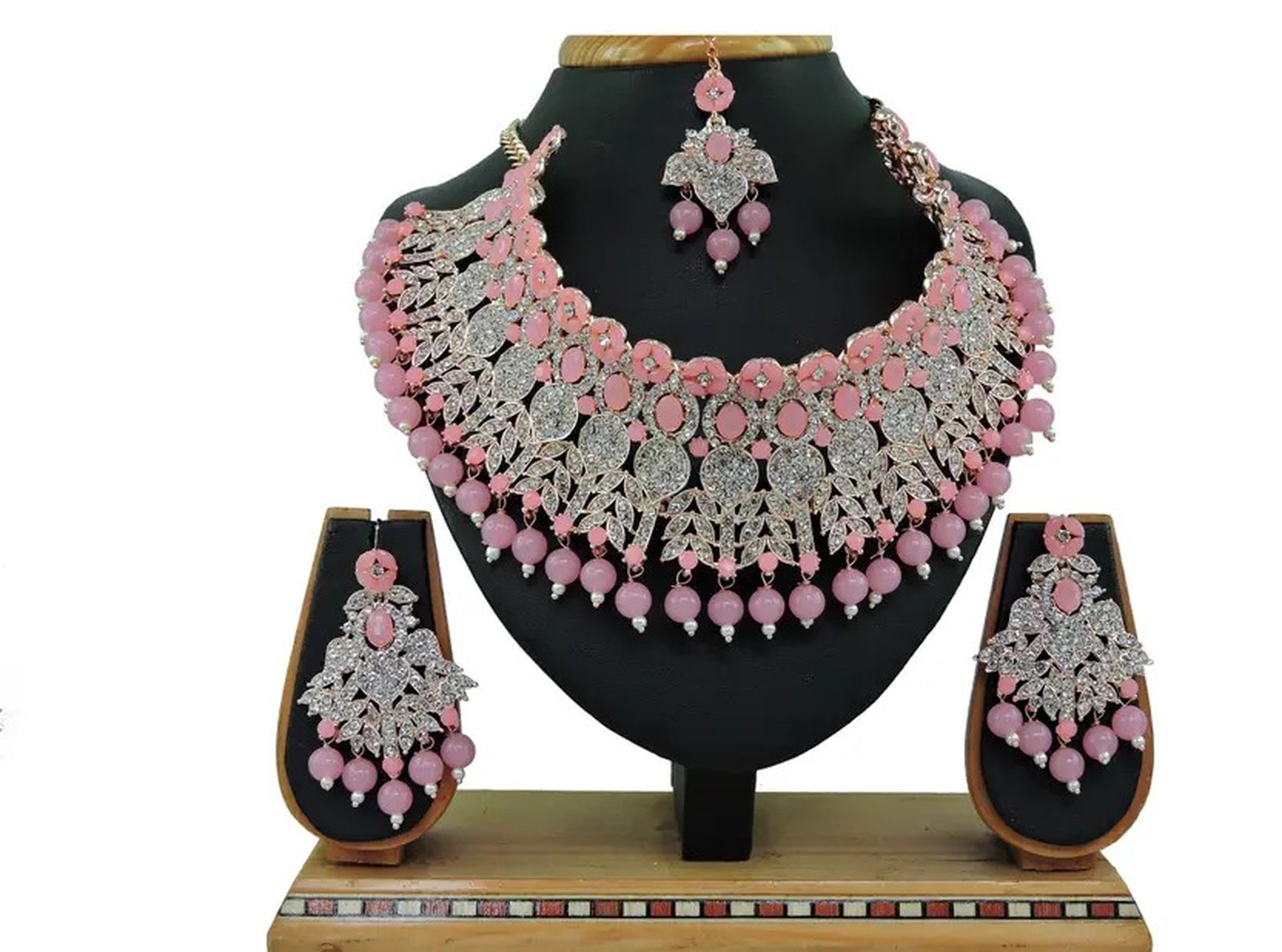 Jewel City Beads Choker Necklace Set with Earrings for Women – Silver-Tone Bridal & Party Wear Jewelry | Grocsy