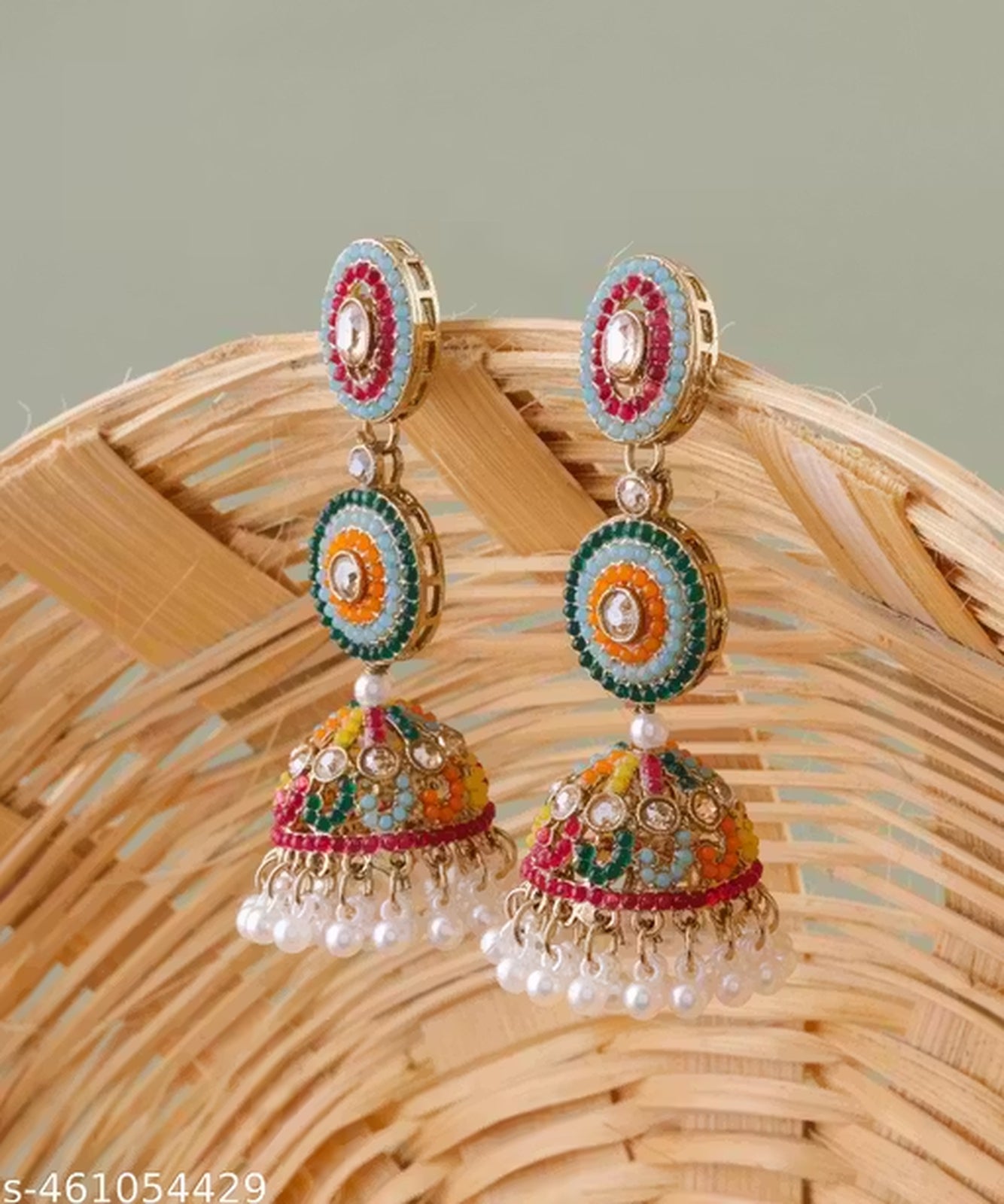 Jewel City Vibrant Multicolor Traditional Jhumka Earrings for Women & Girls | Handcrafted Ethnic Gold-Plated Dangler Jewelry | Grocsy