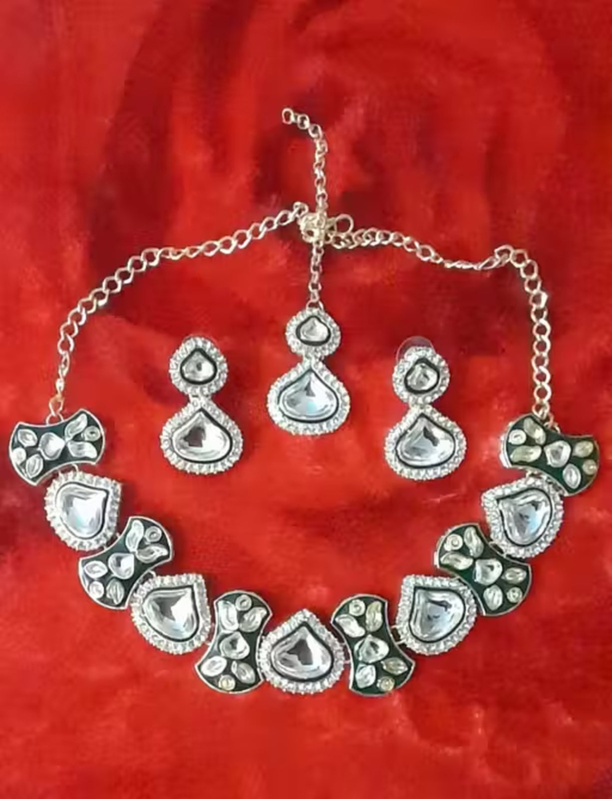 Jewel City Royal Kundan Choker Necklace Set with Earrings & Maang Tikka | Traditional Bridal & Festive Jewelry for Women | Grocsy