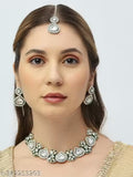 Jewel City Royal Kundan Choker Necklace Set with Earrings & Maang Tikka | Traditional Bridal & Festive Jewelry for Women | Grocsy
