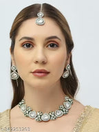 Jewel City Royal Kundan Choker Necklace Set with Earrings & Maang Tikka | Traditional Bridal & Festive Jewelry for Women | Grocsy