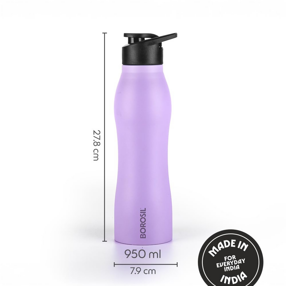 Borosil Hydra Grip Go Stainless Steel Water Bottle - Purple | Grocsy