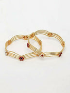 NVR Women Set of 2 Gold Plated Artificial Stone Bangle | Grocsy