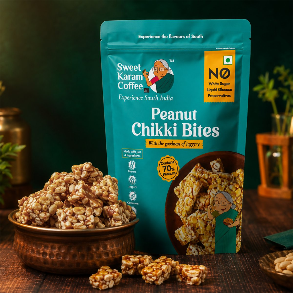 Sweet Karam Coffee Peanut Chikki | Grocsy