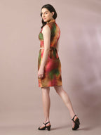 Myshka Women's Multi Printed Shawl Neck Party Top With Skirt Co-ord set | Grocsy