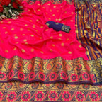 Vamika Cotton Rich Silk With Jacquard Weaving Pink Saree | Grocsy