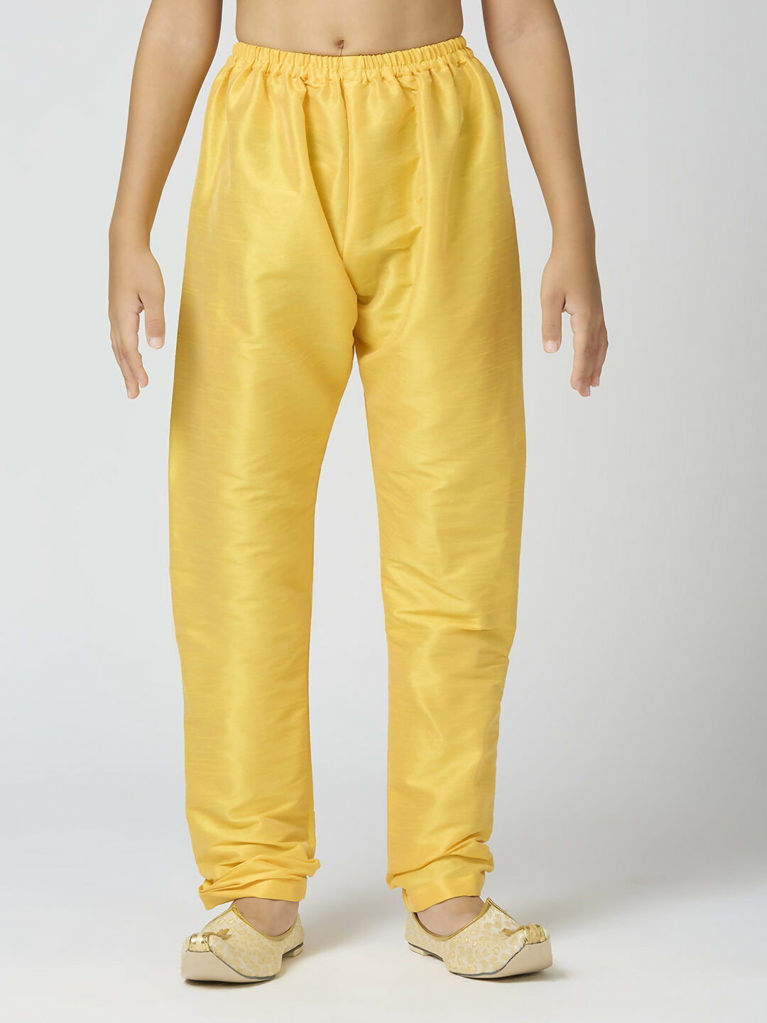 Joban Fashion Kids Island Full Sleeves Chanderi Kurta, Pyjama Set with Traditional Butta Work - Yellow | Grocsy