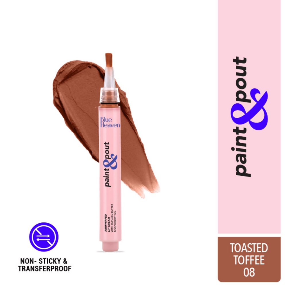 Blue Heaven Paint & Pout Airwhipped Lip Cream - Toasted Toffe 08 | Grocsy
