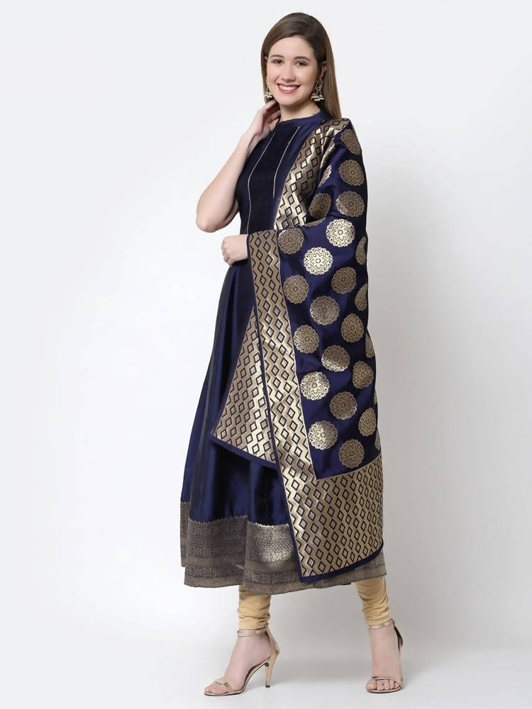 Myshka Blue Color Silk blend Solid Anarkali Gown With Dupatta | Grocsy