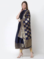 Myshka Blue Color Silk blend Solid Anarkali Gown With Dupatta | Grocsy