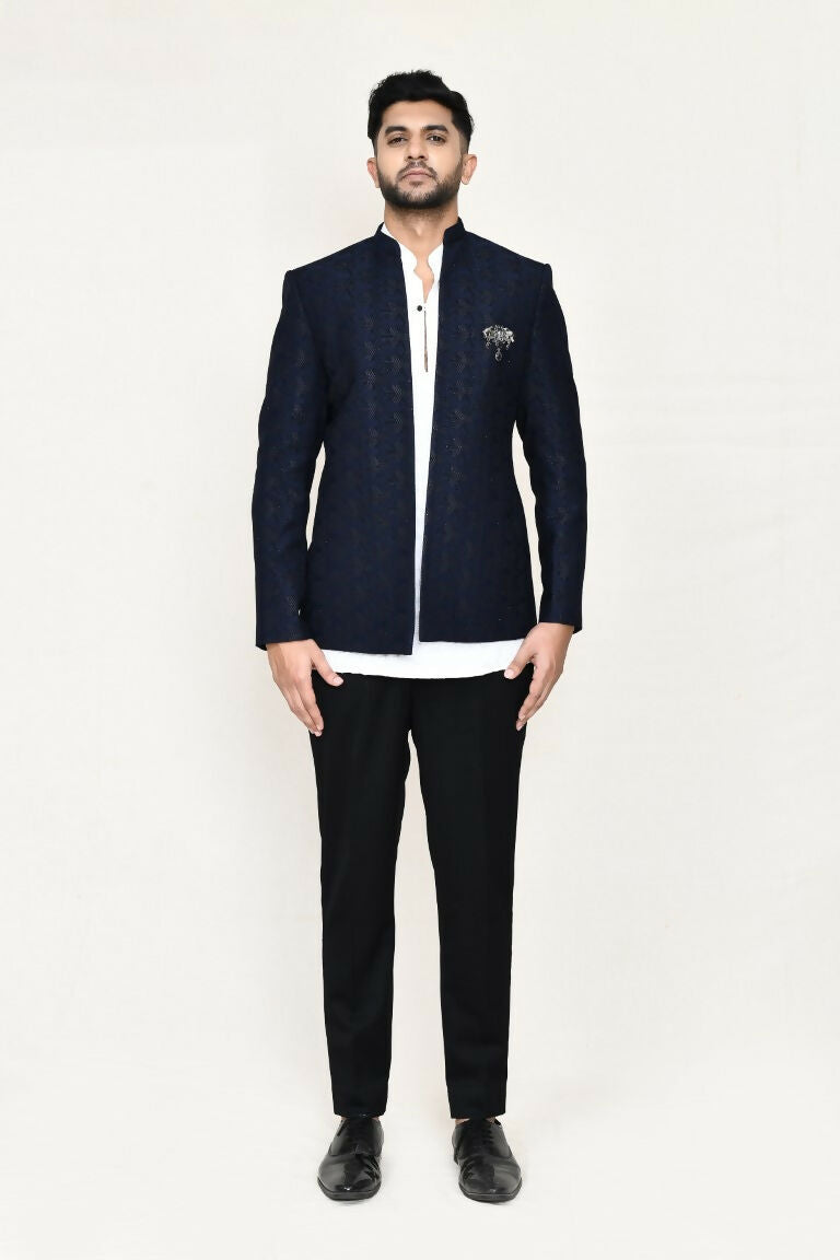 Joban Fashion White Colored Imported Jacquard Fabric Open Prince Coat, Kurta With Pant | Grocsy