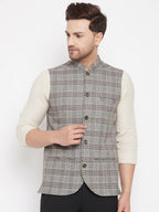 Even Apparels Brown Merino Men Woven Nehru Jacket PW729 | Grocsy