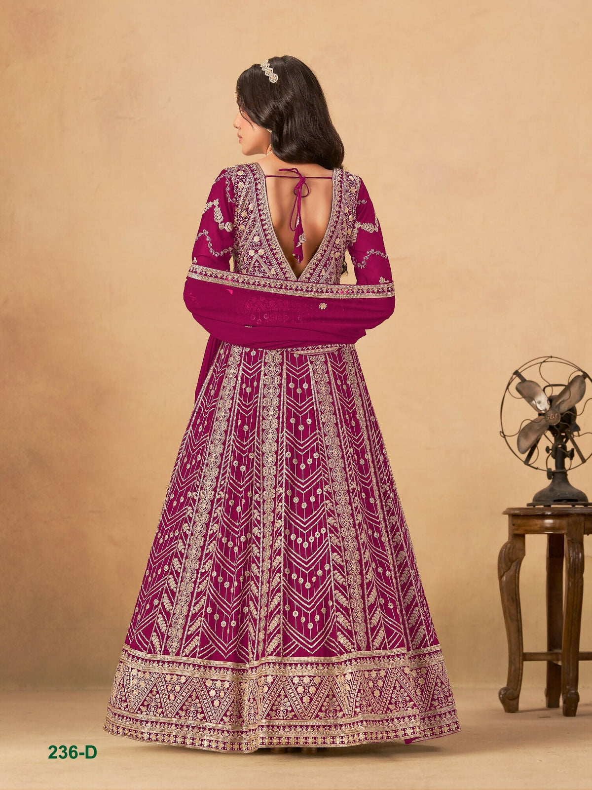 Anaita Rani Pink Faux Georgette Stitched Anarkali Suit with Heavy Embroidery Work | Grocsy