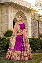 Vastranavya Traditional Jacquard Silk Paithani Lehenga Choli - Purple | Grocsy