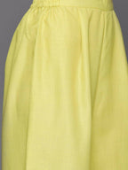 Ahalyaa Womens Yellow Cotton Digital Printed Kurta Palazzo Set | Grocsy
