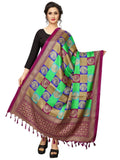 Vamika Traditional Wear Green Printed Khadi Bhagalpuri Dupatta | Grocsy