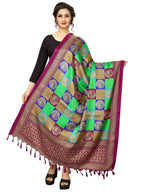 Vamika Traditional Wear Green Printed Khadi Bhagalpuri Dupatta | Grocsy
