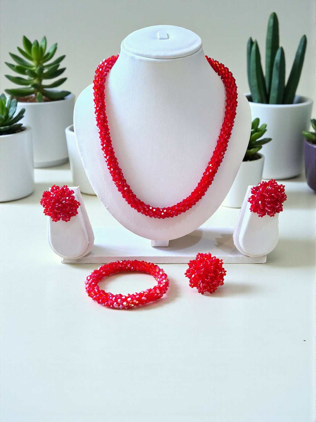 Inhanns Rangshine 4-In-1 Crystal Glam Set - Handmade - Red | Grocsy