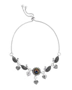 VOJ Set Of 2 Silver Plated Peacock Handcrafted Anklets | Grocsy