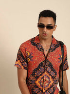 Red Relaxed Floral Opaque Printed Casual Resort Shirt - Mahotsav | Grocsy