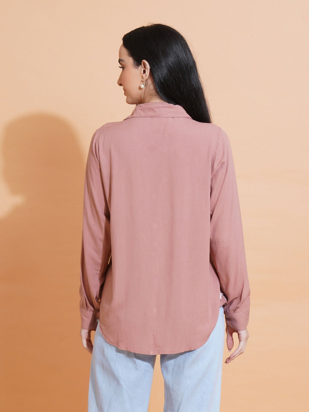 Pahnaz Modal Chikankari Handwork Shirt-Brown | Grocsy