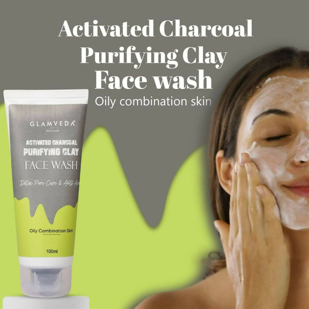 Glamveda Men Activated Charcoal Clay Detox & Anti Acne Face Wash | Grocsy