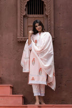 Yufta Peach Printed Dupatta Set | Grocsy