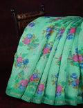 Rama Green Floral Design Semi Chanderi Saree By Gayathri Reddy Designer Studio | Grocsy