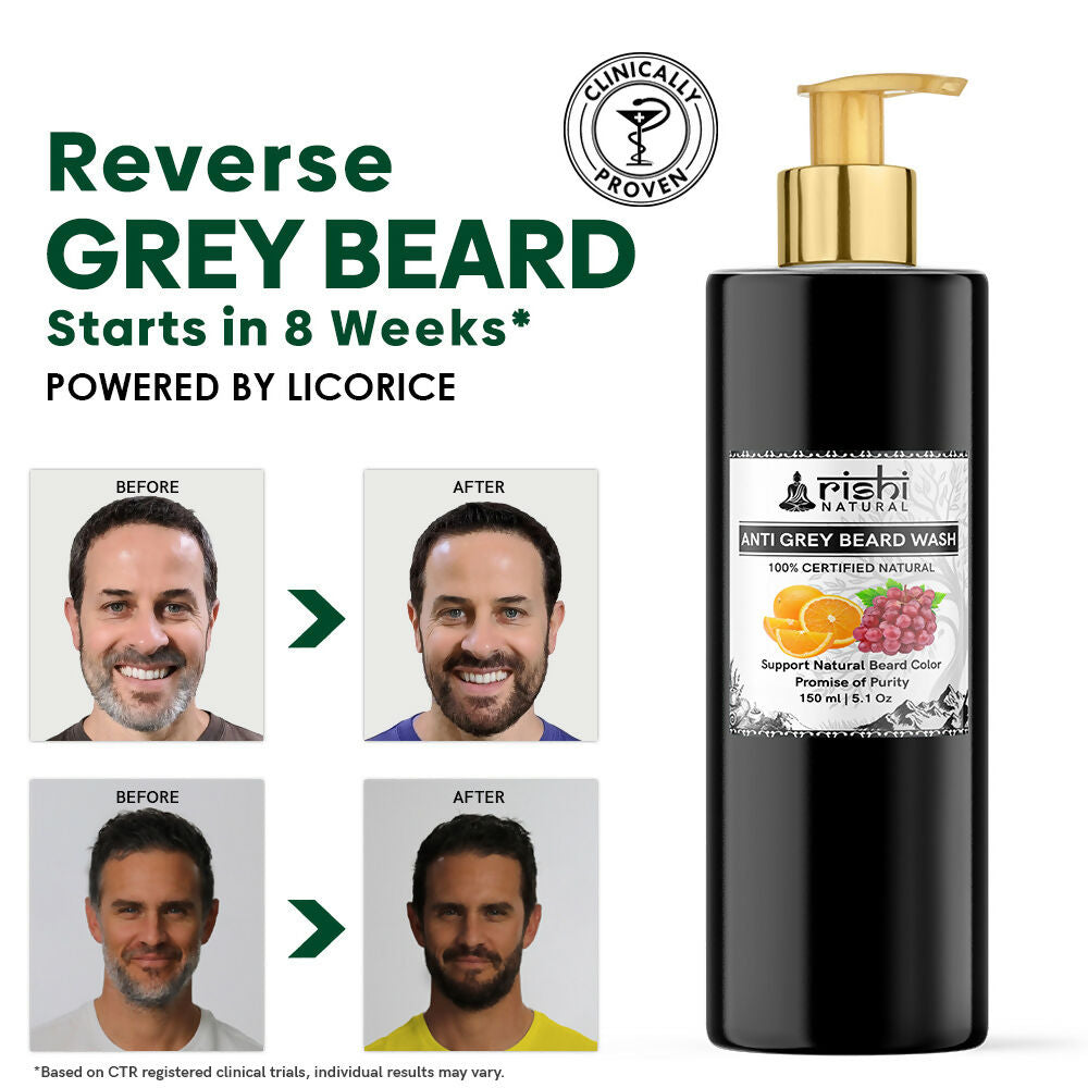 Rishi Natural Anti Grey Beard Wash Restore Natural Beard Color | Grocsy