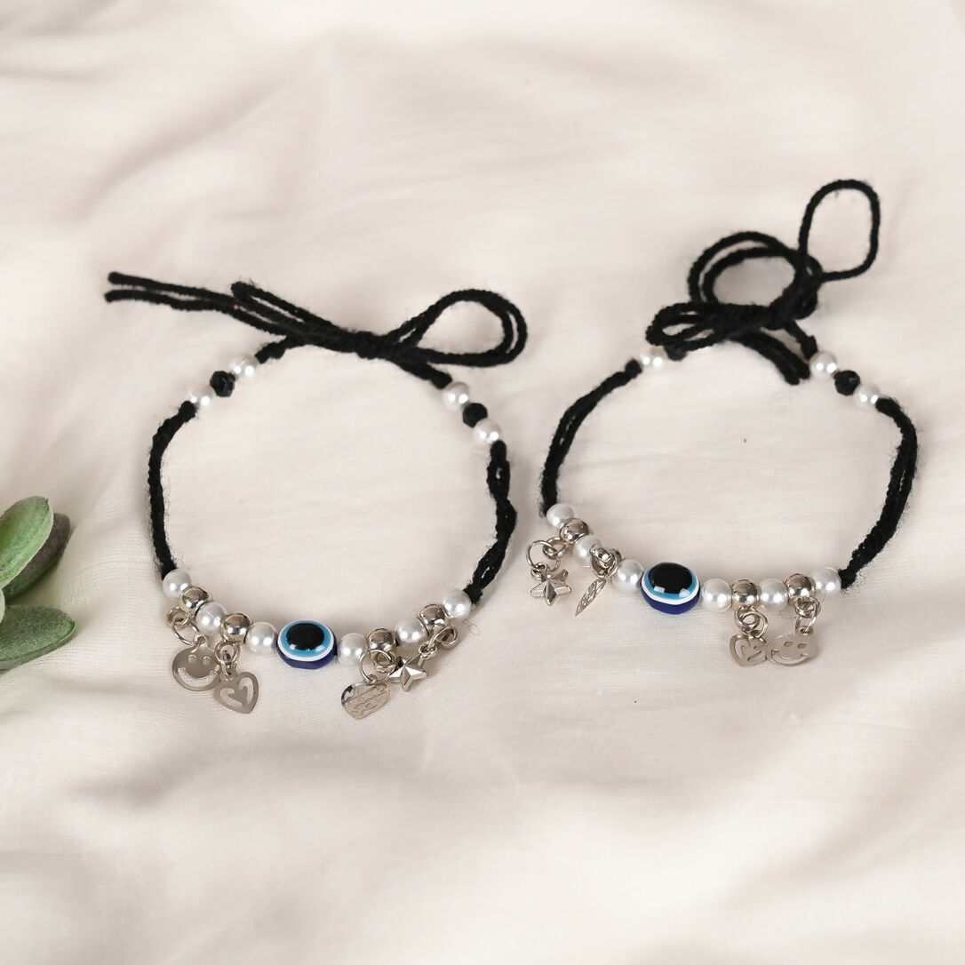 NVR Women Set of 2 Evil Eye Adjustable Anklet | Grocsy