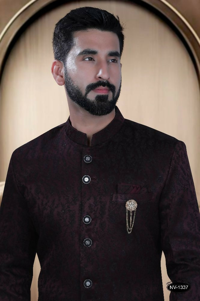 Joban Fashion Men's Maroon Satin Kurta with Pyjama | Grocsy