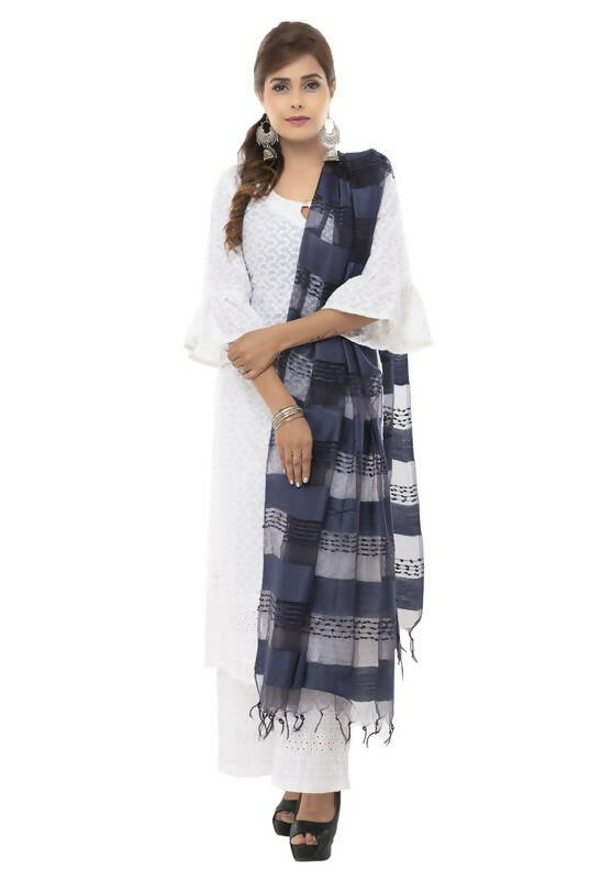 Mominos Fashion Moeza Cotton Payal Design Navy Blue Dupatta | Grocsy