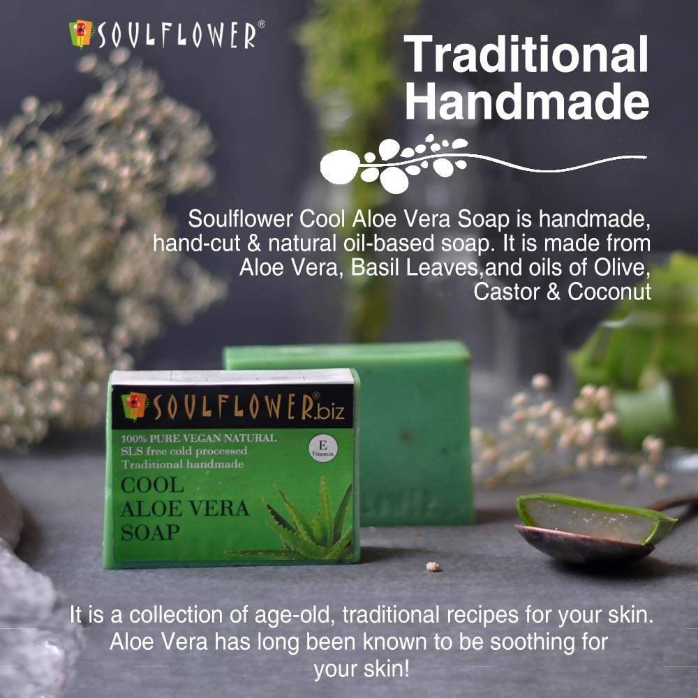 Soulflower Cool Aloe Vera Handmade Soap | Grocsy