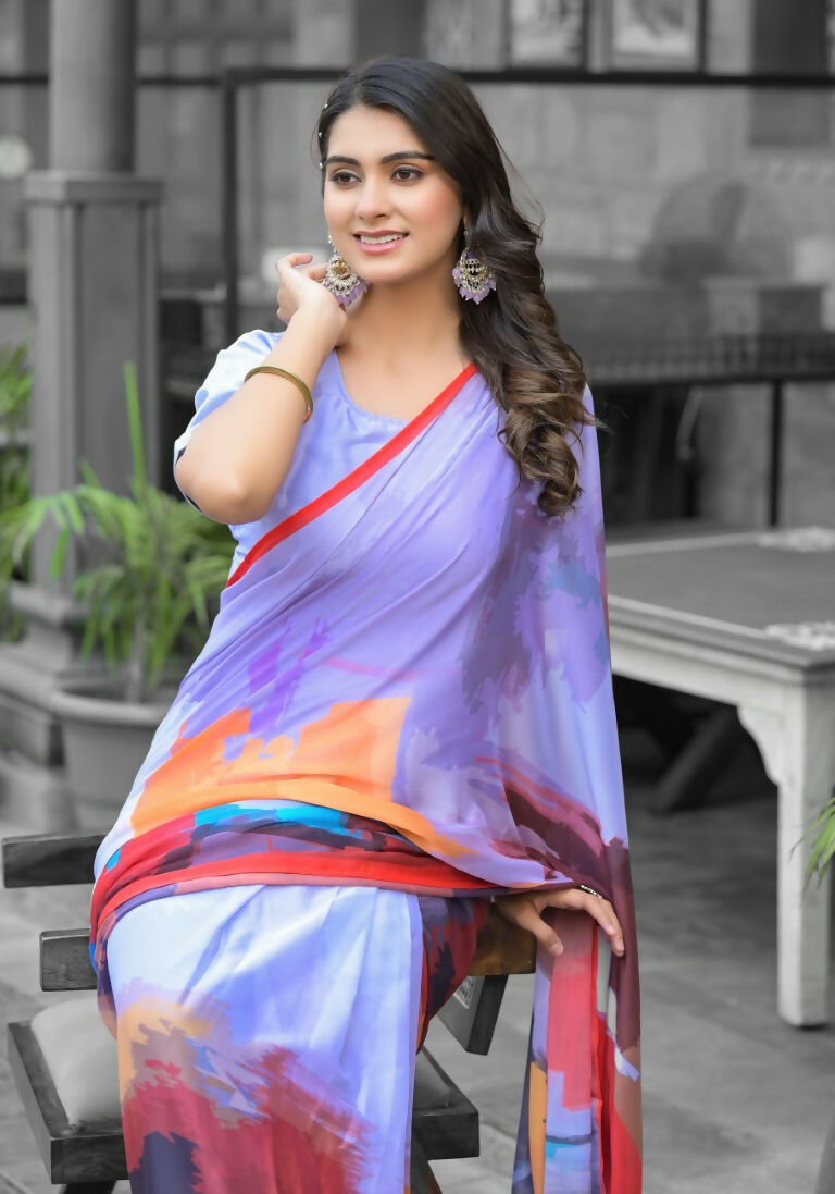 stylish Casual Multi Imported georgette Ready to Wear Fancy Saree - Ashwini | Grocsy