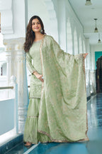 Joban Fashion Pista Kurta Set Chinon Silk Embroidery Sequence Work | Grocsy