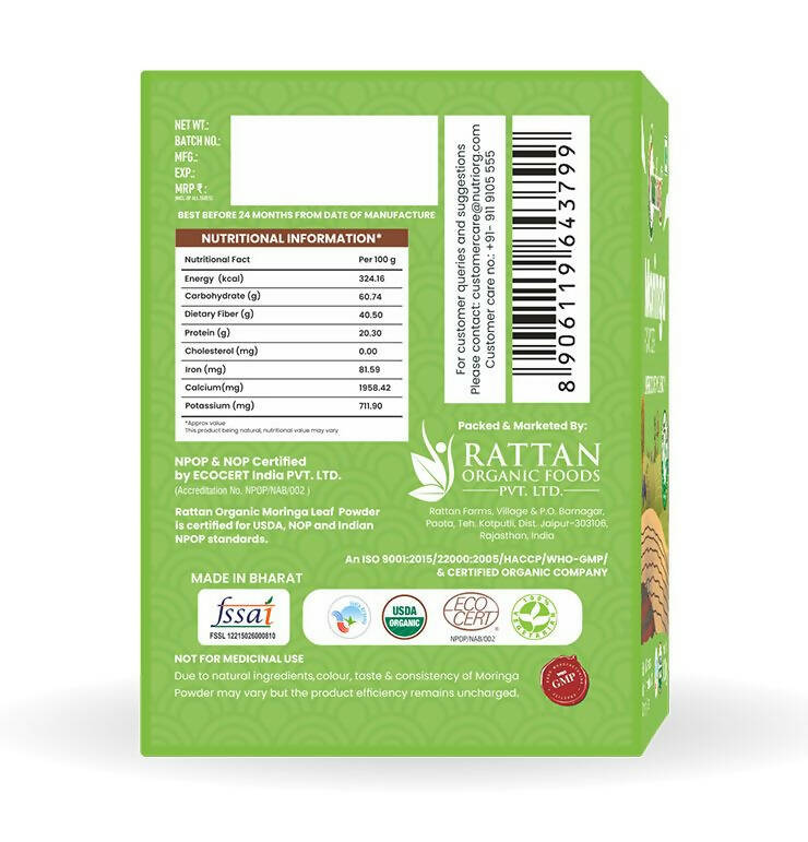 Nutriorg Certified Organic Moringa Powder | Grocsy