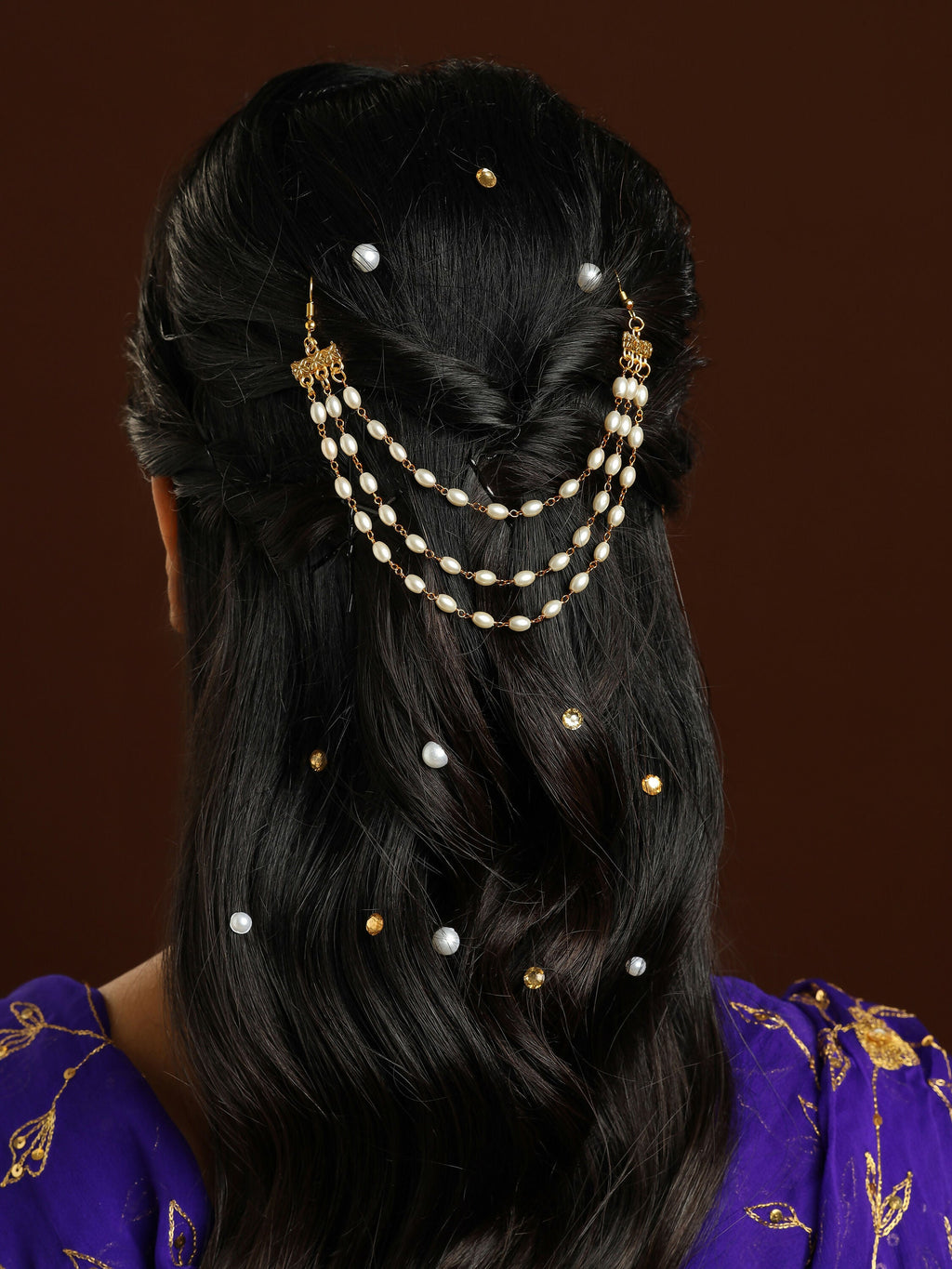 Ruby Raang Gold Pearl Hair Jewelry | Grocsy