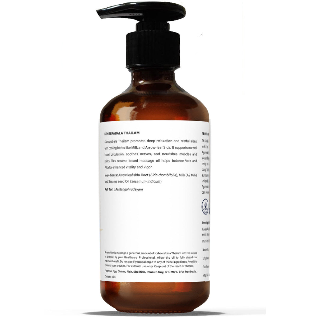 Kerala Ayurveda USA Calming Body Oil - Ksheerabala Thailam | Grocsy