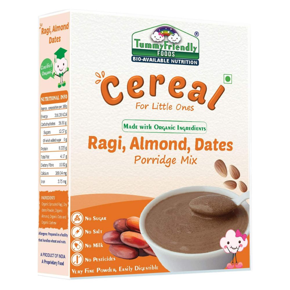 TummyFriendly Foods Organic Sprouted Ragi, Almonds, Dates Porridge Mix | Grocsy