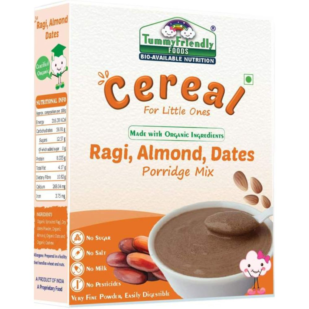 TummyFriendly Foods Organic Sprouted Ragi, Almonds, Dates Porridge Mix | Grocsy